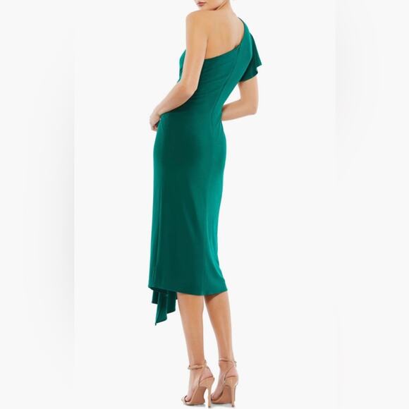 NWT New Mac Duggal One-Shoulder Asymmetric Cocktail Dress in Emerald Size 14 - Picture 2 of 12